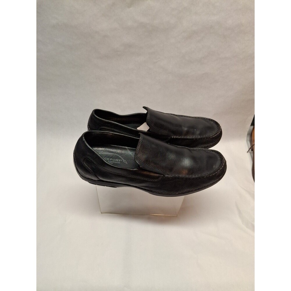 Rockport Leather Loafers Men black Slip On Casual Rravel Workwear Comfort Shoes